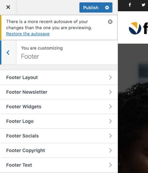 Customize footer