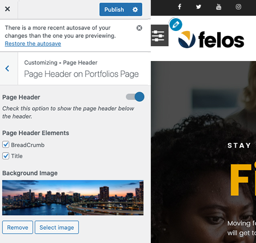 Page header portfolio