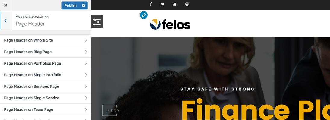 Customize page header